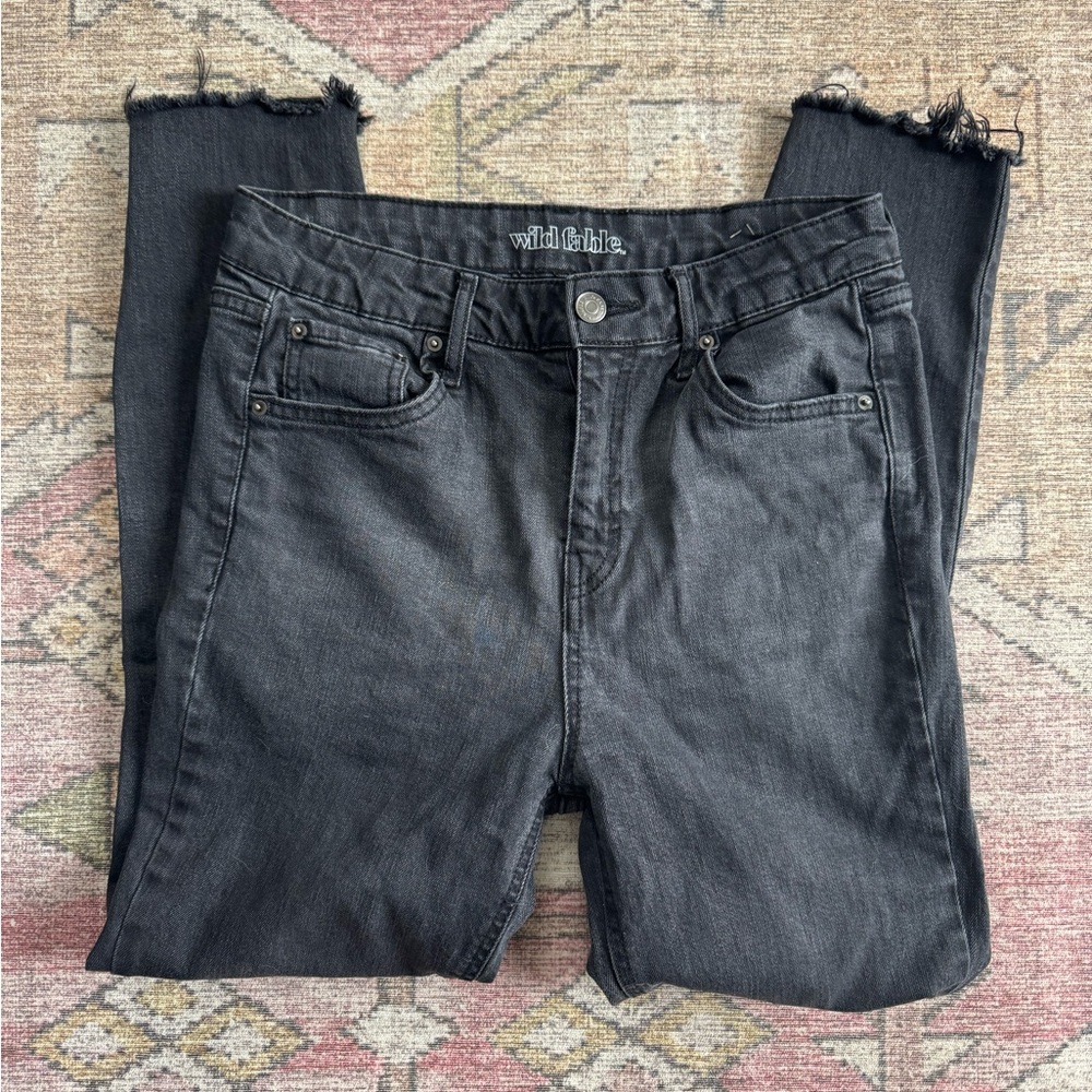 Wild Fable Women's Distressed Black Cropped Jeans